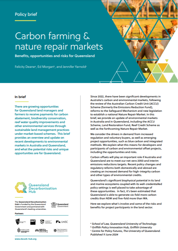 Carbon farming & nature repair markets: Benefits, opportunities and risks for Queensland