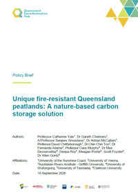 Unique fire-resistant Queensland peatlands: A nature-based carbon storage solution